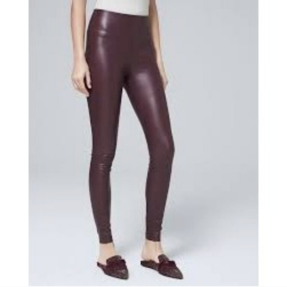 White House Black Market; stretchy faux leather runway leggings size 16L